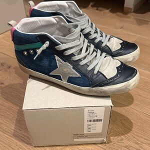 Golden Goose Blue and White Athletic Shoes